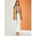 thumbnail image 3 of Abrigo de invierno medio largo informal de negocios abotonado con cuello vuelto para mujer Caqui XL, 3 of 6