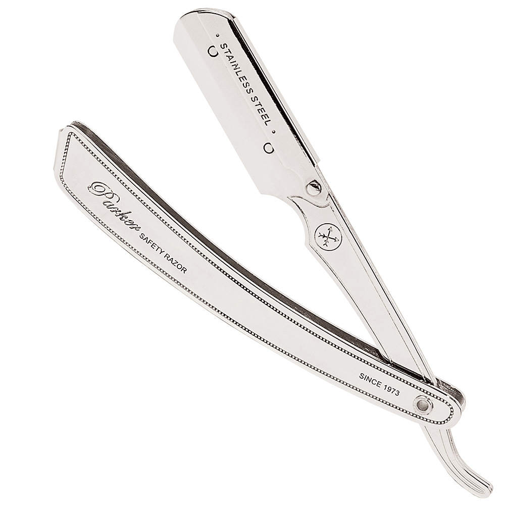 Parker SRX 100% Stainless Steel Straight Edge Razor & 5 Straight Edge Half Blades