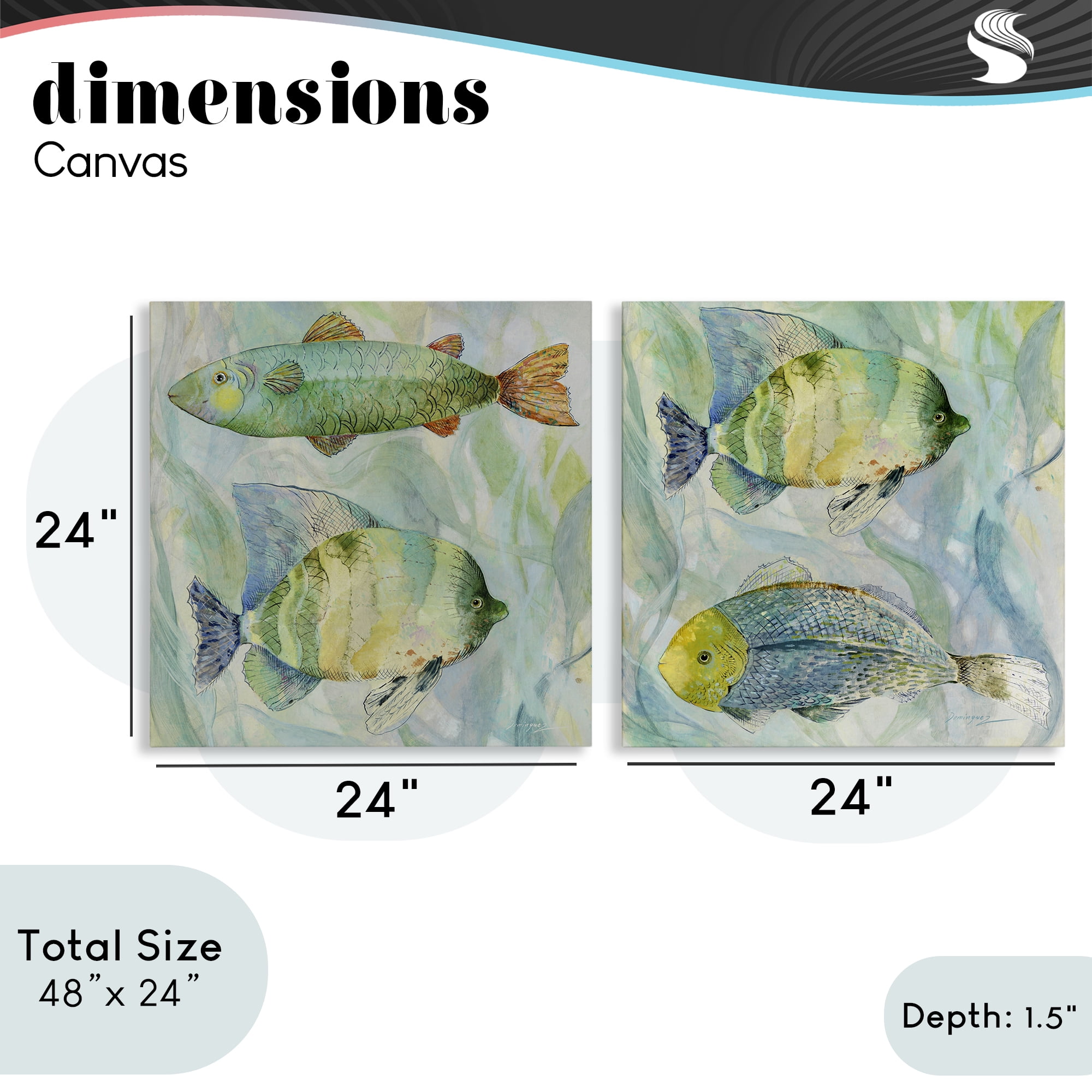 Stupell Industries Sweet Fish Aquatics 2 Piece Canvas Wall Art Set, design by Lorenzo Collective