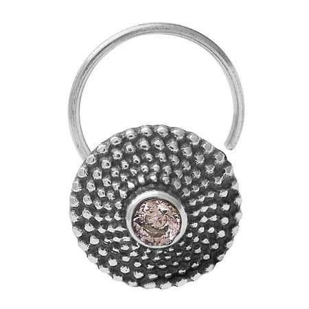 Mooneye 925 Sterling Silver Pink CZ Oxidized Nose Pin Indian Vintage Traditional Nose Pin For Women