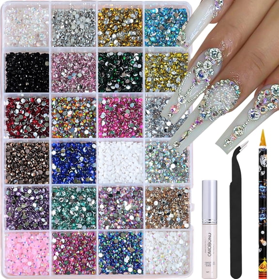 Rainbow Jelly Rhinestones Bedazzling Kit Resin Gems Craft Decoration Set Multi Color Rhinestones for Nail Art Clothes Tumblers DIY Crafts with Glue Tools,bedazzle kit with rhinestones,dazzling kit