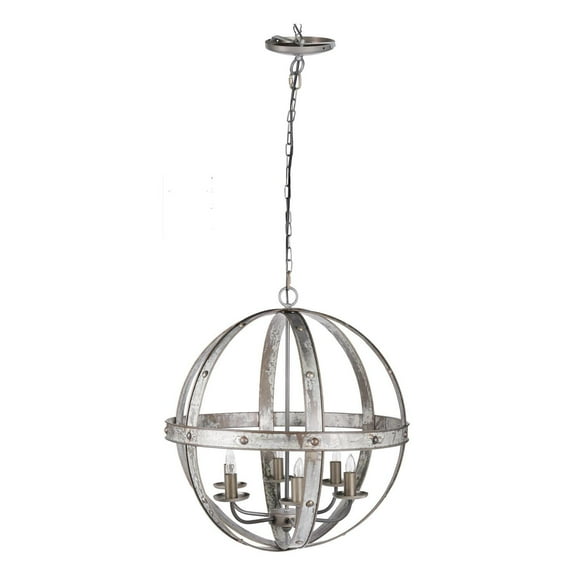 A&B Home Ordway Iron Sphere 6-Light Chandelier - Antique Silver-Color:Antique Silver,Style:Urband Industrial