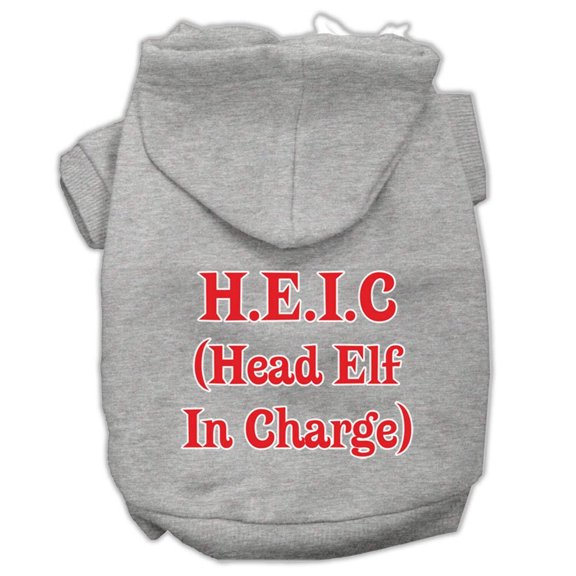 Christmas Pet Dog  Cat Hoodie Screen Printed, "Head Elf In Charge"