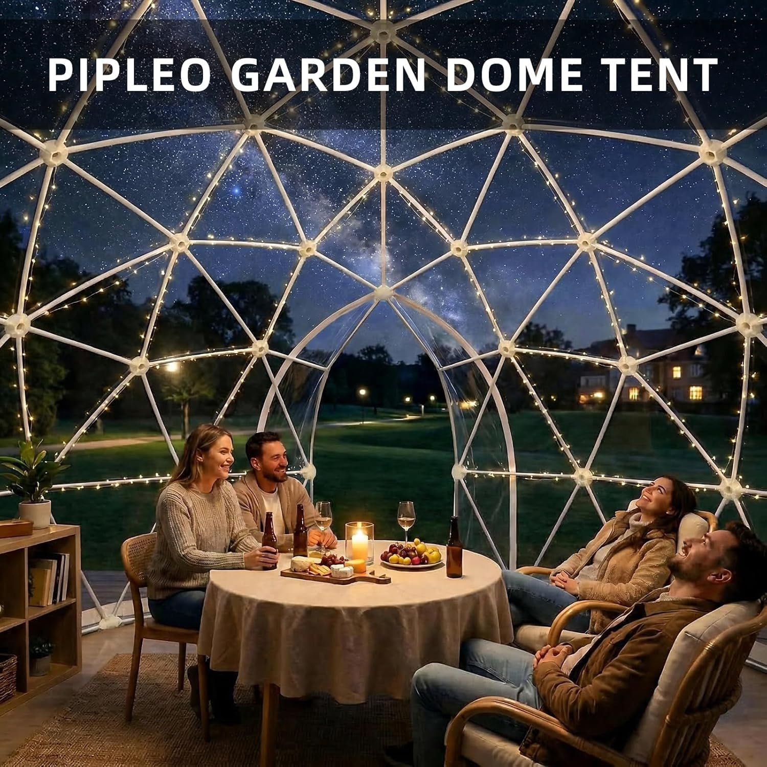 Akaber Garden Dome Tent, Outdoor Transparent Bubble Tent for 2-8 People, TPU Greenhouse Igloo Tent with 2 Window for Patio, Camping, Events