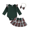 thumbnail image 1 of Conjunto de falda a cuadros Kuriozud para niña, mameluco con lazo, 3-6 m, 1 of 6
