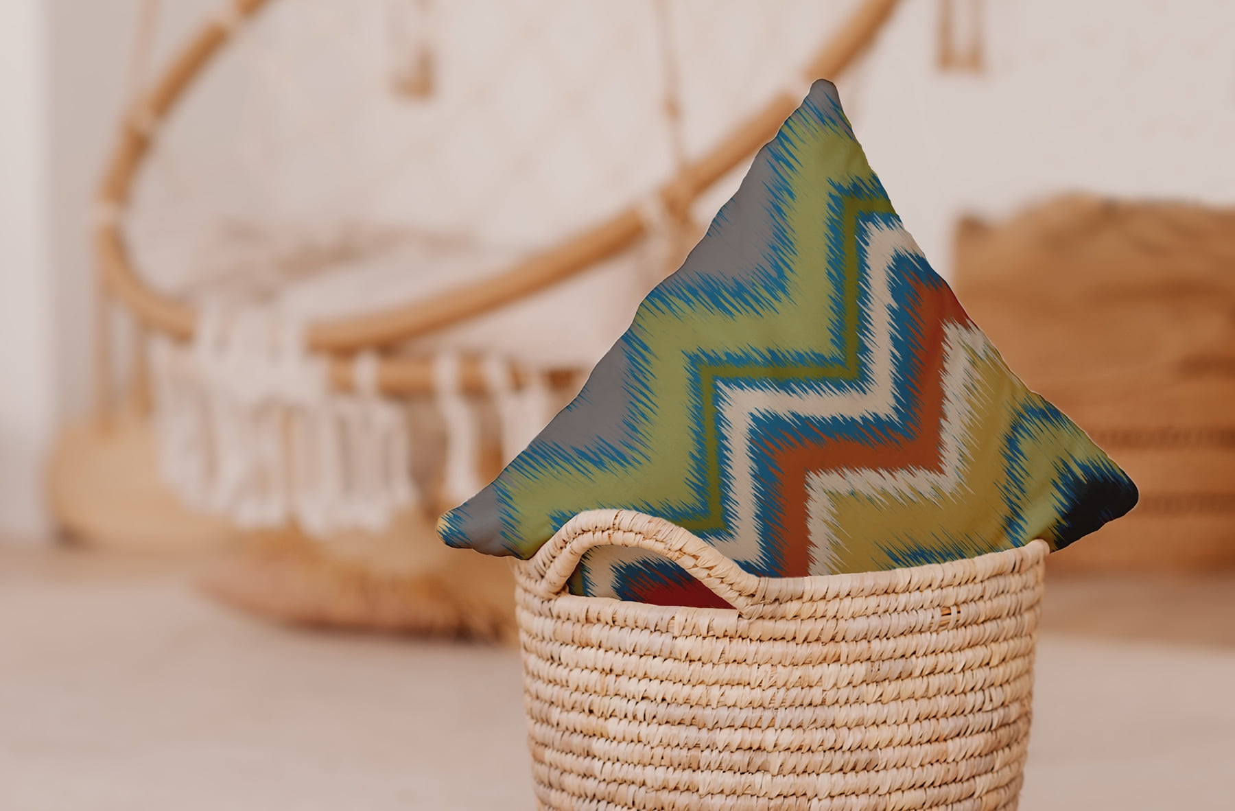 Simply Daisy 16" x 16" Ikat Chevron Decorative Throw Pillow, Autumn Blue