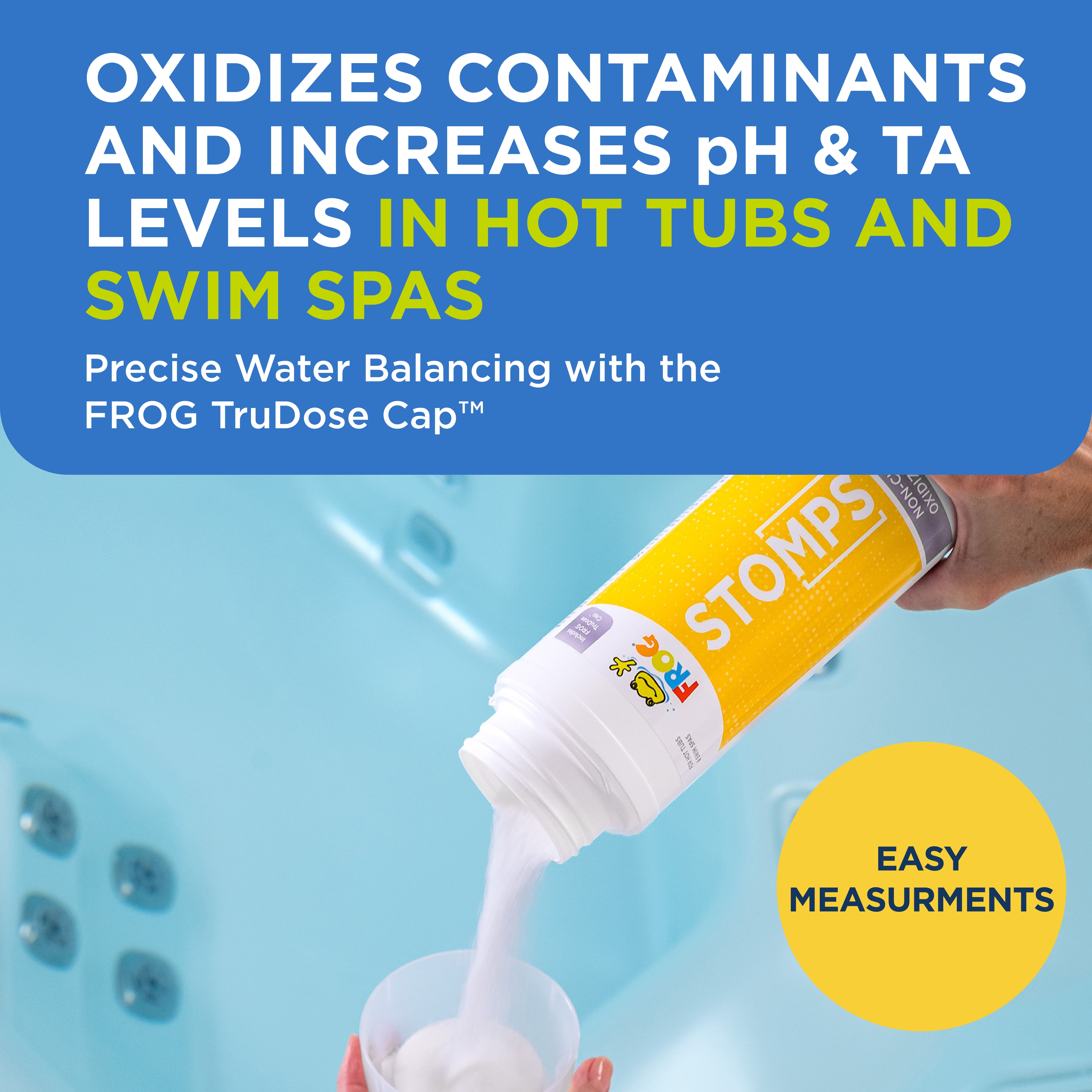 FROG StoMPS Non-Chlorine Shock Oxidizer & JumpH pH and TArget Total Alkalinity Increaser for Hot Tubs and Swim Spas - 2 lb Bottles with TruDose Measuring Caps for Easy Maintenance & Balancing