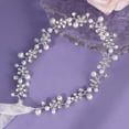 thumbnail image 5 of Miallo Silver Crystal Pearl Hair Vine for Women & Girls, Floral Rhinestone Headband with Ribbon for Wedding Prom Party, 5 of 7