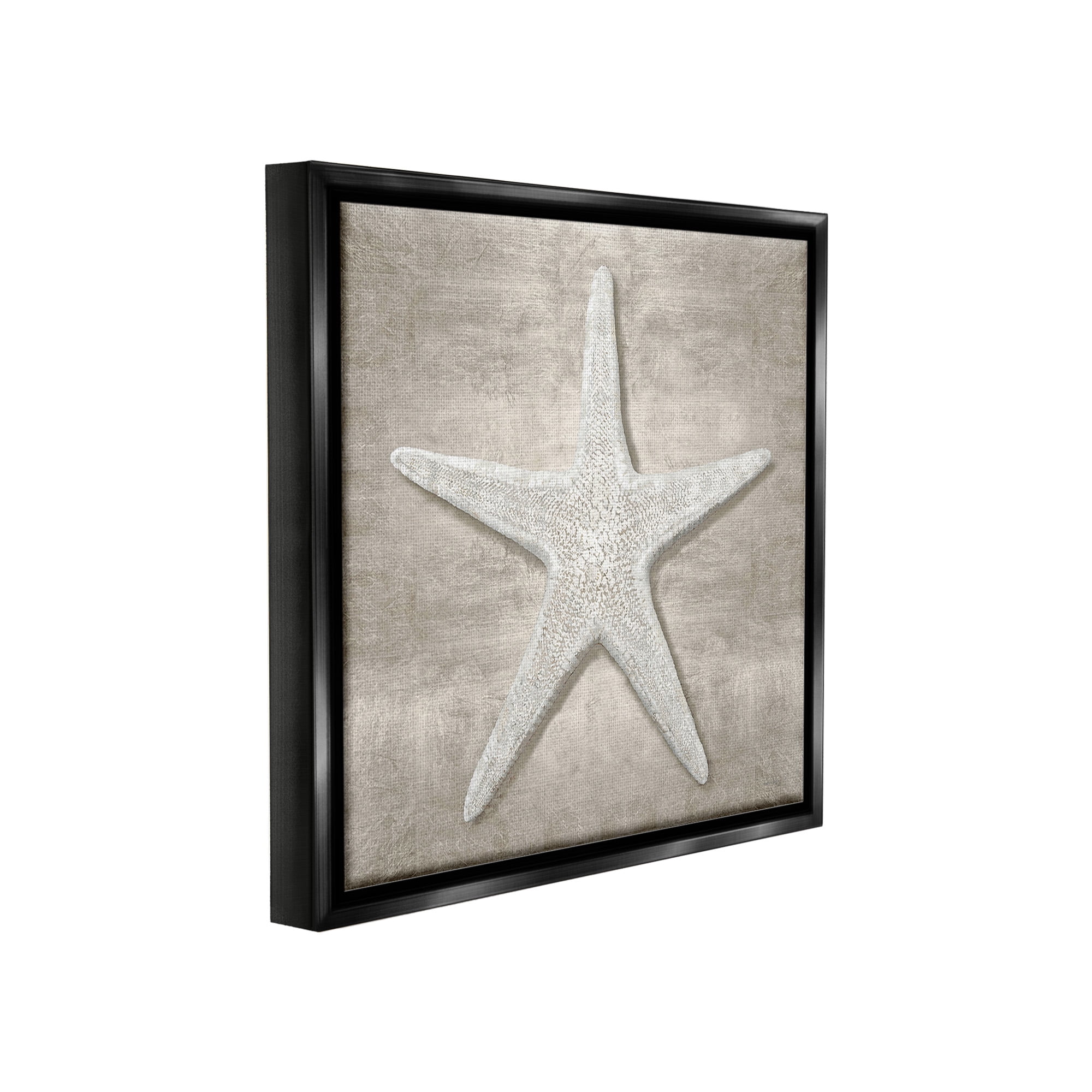 Stupell Industries Rustic Grey Starfish Nature Painting Black Floater Framed Canvas Art Print Wall Art, 18 x 18
