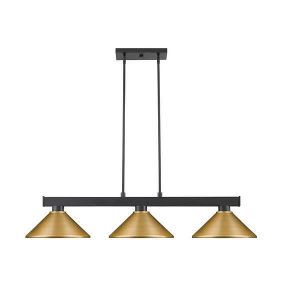 3 Light Billiard In Transitional Style-8 Inches Tall And 14 Inches Wide-Matte Black Finish-Satin Gold Glass Color Z-Lite 152Mb-Msg