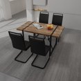 thumbnail image 4 of Industrial Farmhouse Dining Table Set with 4 Ergonomic High-Back PU Chairs, Rectangular MDF Tabletop & Black Metal Legs, Modern Kitchen Dining Furniture, Quick Assembly, 4 of 9