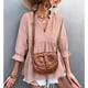 thumbnail image 3 of Blusa con cuello en V para mujer, suave, cómoda, holgada, informal, holgada, para cita en casa, oficina, rosa claro XL, 3 of 6