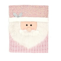 Pink Christmas Chair Cover, Santa Doll Polyester Slipcover for Home Party, Stretch Washable 20x18in, Festive Decor