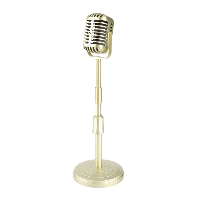 Accessoire de Microphone Vintage, Modèle de Microphone Style Rétro Modèle de Microphone Antique avec Support Réglable 33-41cm Ensemble d'Accessoires de Microphone à l'Ancienne pour Décoration de Fête Photographie