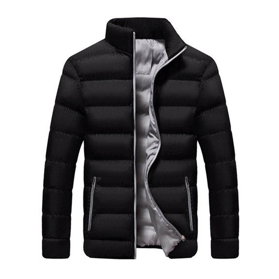 comerut Women Cotton Jacket Stand Collar Long Sleeve Thickened Cotton Coat Zipper Closure Side Pockets Outwear Warm Coat