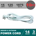 thumbnail image 2 of Cable de alimentaci&oacute;n de repuesto de enchufe plano de calibre 14 de 10 pies con extremo abierto de coleta, cable de extensi&oacute;n de 3 clavijas, 15A/125V, SJTW, para exteriores para, 2 of 5