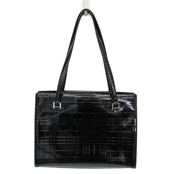 Pre-Owned Burberry Nova Check Women's Patent Leather Shoulder Bag Black (Good)
