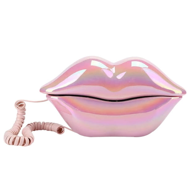 Teléfono de disco retro con labios rojos | Teléfono de escritorio de estilo vintage con sonido nítido | Decoración única para el hogar y pieza de conversación para la sala de estar o la oficina