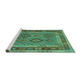 thumbnail image 2 of Ahgly Company Machine Washable Indoor Round Southwestern Turquoise Blue Country Area Rugs, 8' Round, 2 of 4