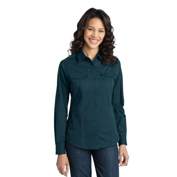 Port Authority Stain Resistant Roll Sleeve Twill Shirt (L649) Ultra Blue, XS