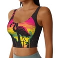 thumbnail image 2 of Hirioo Flamingo And Palm Trees At Sunset for Women's Sports Vest with Full-Print Design, Stretchy Fabric and Removable Pads-Large, 2 of 8