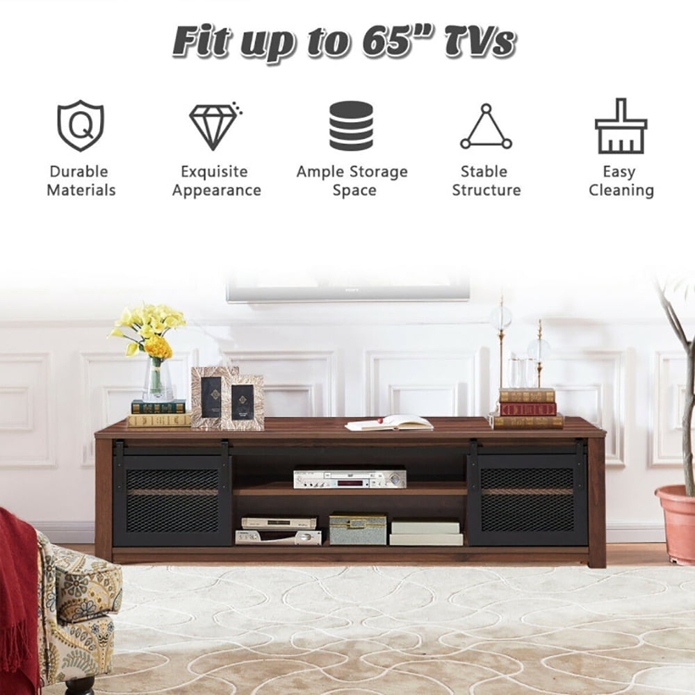 Finihen TV Stand, TV Cabinet, TV Stand Entertainment Center for TV's up to 65 Inch with Adjustable Shelves, Media Entertainment Center with Storage, for Living Room, Bedroom, Brown