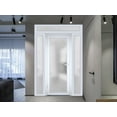 thumbnail image 3 of Front Exterior Prehung Metal-Plastic Door Frosted Glass / Manux 8102 White Silk / 2 Side and Top Window / Office Commercial and Residential Doors Entrance Patio Garage 68" x 94" Right-hand Inswing, 3 of 5
