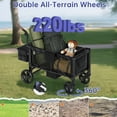 thumbnail image 6 of Vipsafe Foldable Wagon Stroller for 2 Kids, 220 lbs Capacity, 5-Point Safety Harness, Removable Canopy, 9-Level Adjustable Handle, 6 of 12