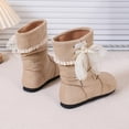thumbnail image 5 of Girls Mid-Calf Boots Lace Bow Slouch Winter Casual Shoes for Toddler, 5 of 8