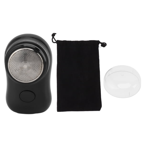 Mini recortadora de barba eléctrica de bolsillo, tipo C, recargable, de bajo ruido, con batería de 400 mAh para viajes en coche, color negro pulido.