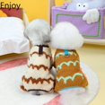 thumbnail image 2 of Autumn Winter Dog Clothes with Cat Towable Soft Coral Velvet Four-Legged Jumpsuits Beige Brown Wave Pattern Jumpsuit ShopWise Round, 2 of 6