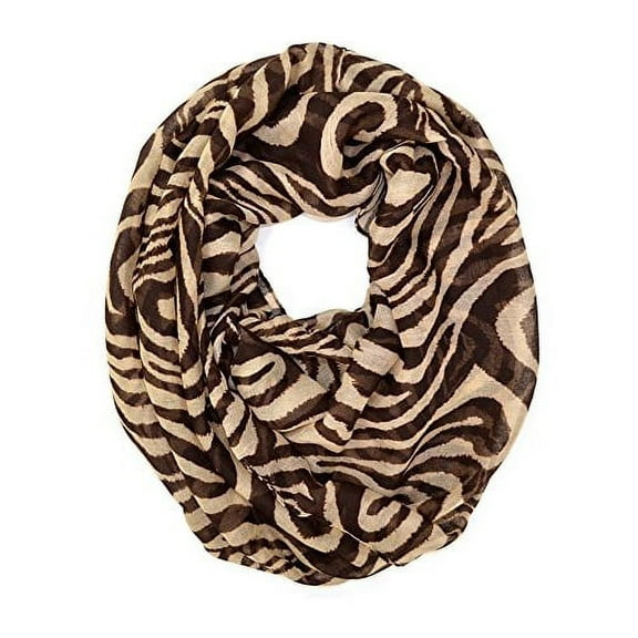 Zebra Animal Print Soft Infinity Loop Scarf (Brown)