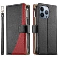 thumbnail image 1 of Funda cartera GANGXUN para iPhone 13 Pro , cuero PU con tarjetero, cremallera, correa de mano, soporte y protección 637°, 1 of 6