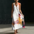 thumbnail image 6 of Zedker Floral Women's Maxi Dresses Sleeveless V Neck Long Dress Beach Sundresses Swing Dress Multicolor M, 6 of 7
