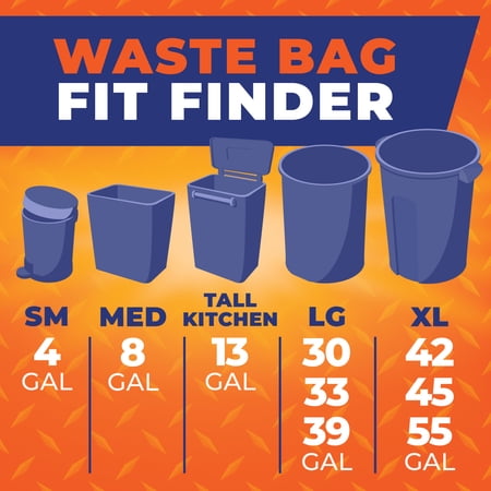 Hefty Heavy Duty Contractor Large Trash Bags, 45 Gallon, 20 Count