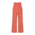 thumbnail image 2 of Qmyliery Women Ruffled Wide-leg Pants, Summer Casual Loose High Waist Solid Color Trousers, 2 of 4
