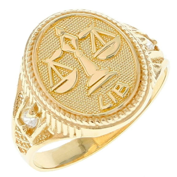 10k Solid Yellow Gold Zodiac CZ Ring - Libra