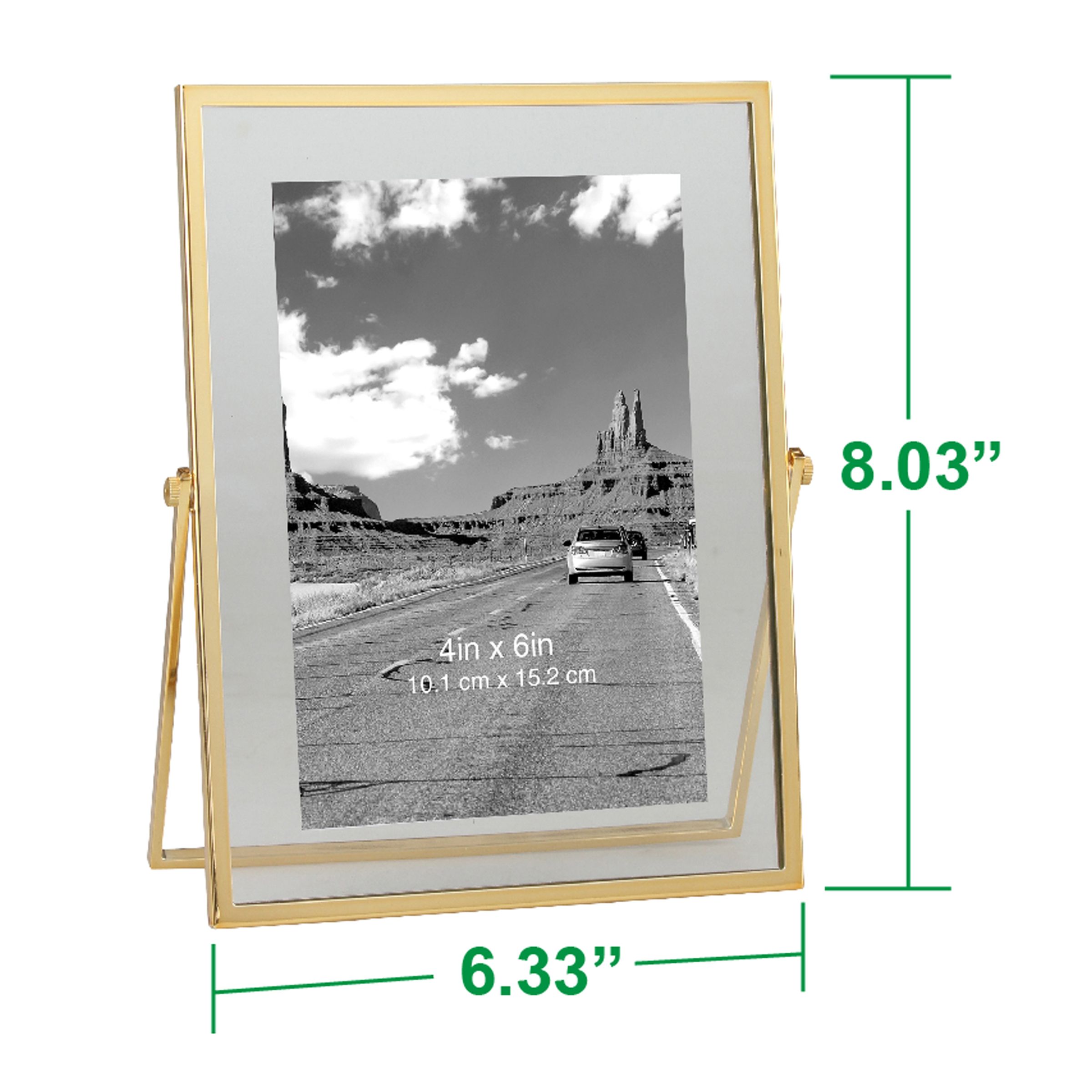Better Homes & Gardens 4" x 6" Rectangle Metal Tabletop Floating Picture Frame, Gold