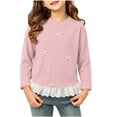 thumbnail image 3 of Acaics Girls' Long-Sleeve Layering T-Shirt: Round-Neck Ribbed Long-Sleeve Casual and Comfortable Base Layer Top With Lace Hem, Suitable for Ages 0–11, 3 of 10