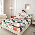 thumbnail image 4 of Homewish Teens Bohemian Memphis 4pcs Bed Sheets,Leopard Print King Sheets,Hippie Abstract Geometric Super Cozy Sheet Set,Super Cozy Room Decor, 4 of 7