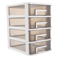 thumbnail image 4 of YARNOW Household Four-layer Storage Cabinet Plastic Drawer Type Closet Portable Multifunction Dustproof Storage Rack Organizer Furniture (White Frame and Transparent Black), 4 of 4