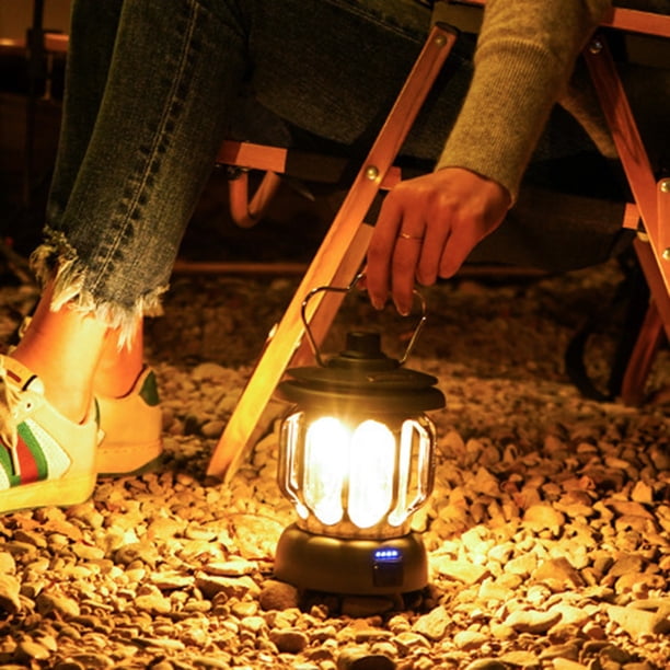 Lámpara Iluminación LED para acampar Batería de gran capacidad Retro con asa para viajes al aire libre JShteea Para estrenar