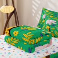 thumbnail image 5 of Manfei Forest Elephant Wildlife Zipper Full Size Comforter Sets with Fitted Sheet and 2 Pillowcases, Kawaii Flower Leaf Zipper Bedding Set, Green, Colorful Stars Reversible, 4 Pieces, 5 of 7
