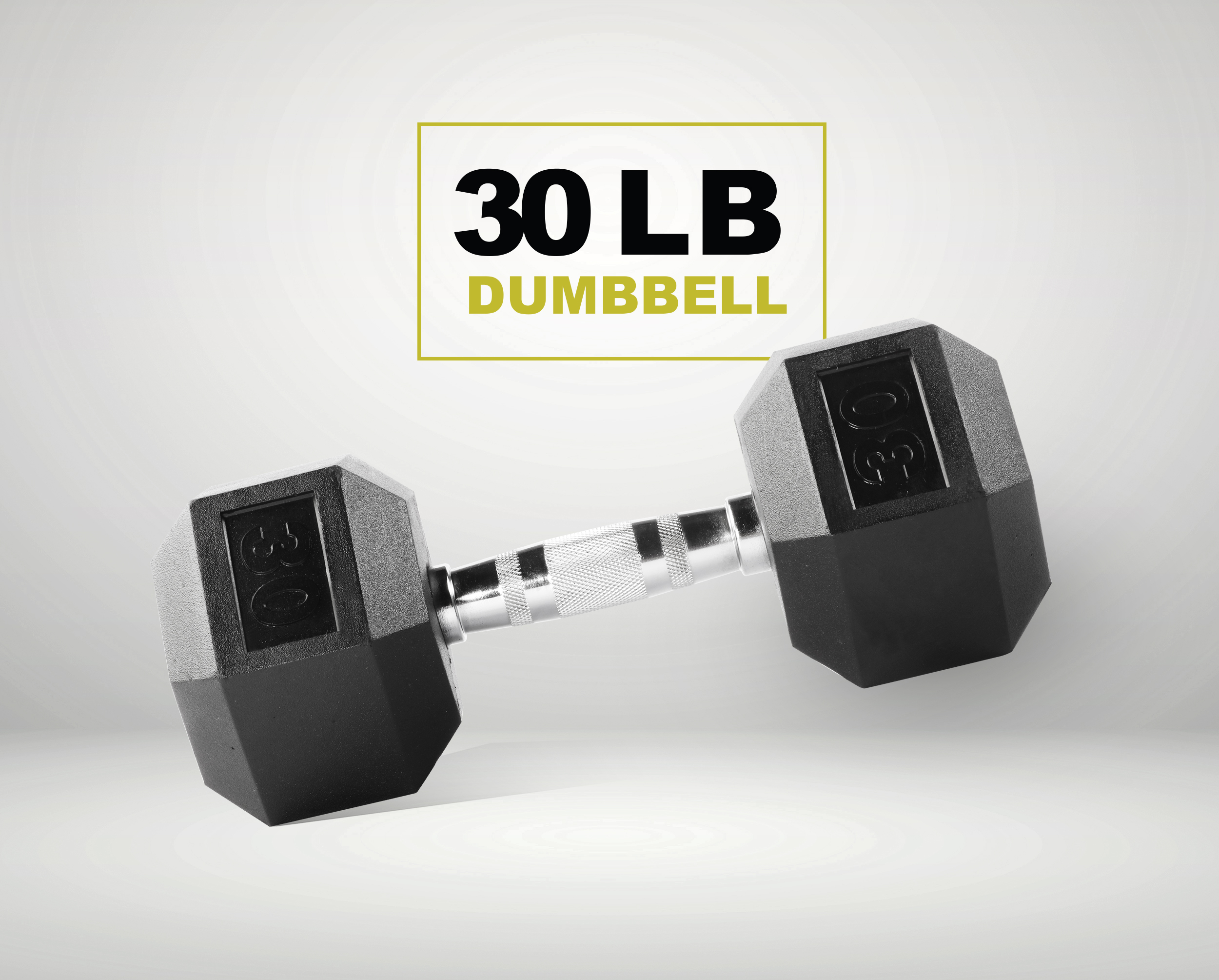 PRCTZ, 30 lb Rubber Encased Hex Dumbbell, Single