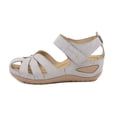 thumbnail image 7 of Clearance JeashCHAT Women's Summer Sandals Casual Wedge Shoes Comfortable Ankle Strap Closed Toe Hollow Out Outdoor Platform Sandals Dress Sandals for Women, 7 of 7
