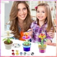 thumbnail image 2 of DIY Flower Craft Kit for Kids - 3 Pack Artificial Potted Flowers with Paint Set - Home Office Decoration - 31 Pcs, 2 of 9