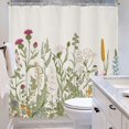 thumbnail image 4 of Riyidecor Cortina de ducha botánica de flores silvestres para decoración de baño, 72.0 x 72.0 in, flores florales, plantas, hierbas, hojas verdes salvia, juego decorativo de baño, accesorios de tela i, 4 of 5