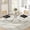 Round Table + Black Chairs, variant on 36" Round Dining Table Set for 4, Silver Stainless Steel Cross Legs, 4 Rattan Velvet Upholstered Chairs, Modern Kitchen for Breakfast Nook