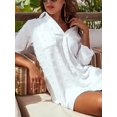 thumbnail image 6 of PULLIMORE Womens Swimsuit Coverups Swiss Dots Bikini Swimwear Beach Cover Up Dress Shirt (M, White), 6 of 7