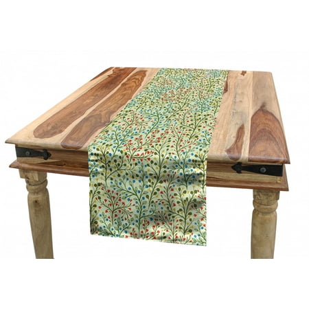 

Botanical Table Runner Spring Garden Branches Pattern with Colorful Flowers and Berries Dining Room Kitchen Rectangular Runner 3 Sizes by Ambesonne